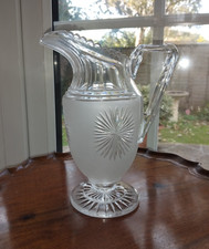 Antique Victorian Starcut Frosted Glass Jug ~ Richardson's??? ~ a/f read descrip