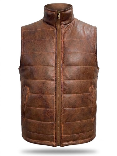 Gents leather puffer vest - puffer,