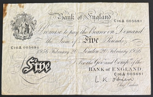 Bank england white 5 - **bank, £5