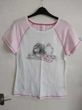 Marks & Spencer Pink & White "Tatty Teddy" Pyjama Top Size 10