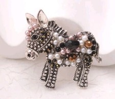 Donkey Brooch Silver Tone
