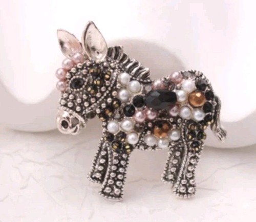 Donkey brooch silver tone - donkey,