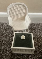 Vintage 1985 Pedigree Sindy Doll White Lounge Armchair & Coffee Table