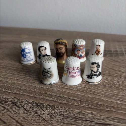 Vintage thimbles white various - thimbles,