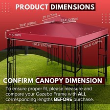 Gazebo Top Replacement Cover Canopy Garden Roof Fabric Tent Tier Heavy Duty 3.5m