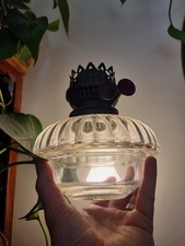 Vintage Wall Mountable Clear Cut Glass Oil Lamp With Double Youngs Burner