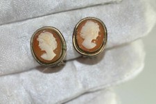 Antique 800 V154 VI154 Shell Cameo Earrings  Clip On Victorian 