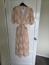Allyson Peach Lace Overlay Cut Out Dress- Size S