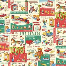 Fat Quarter Quilt Gate Hello Again Vintage Toys Montage Train 100% Cotton Fabric