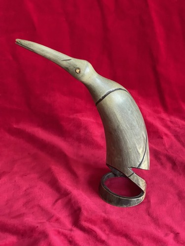 Hand carved horn bird - carved,