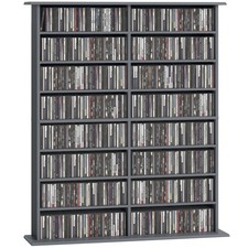 HOMCOM CD Storage Unit DVD Tower Blu-ray Storage Shelf for Office, Grey