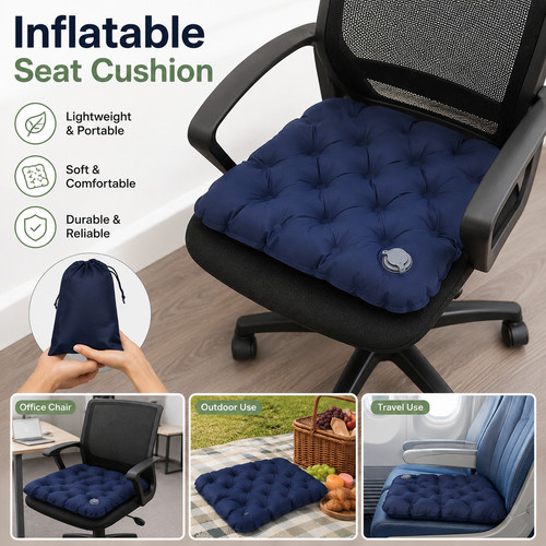 Inflatable seat cushion for - seat,