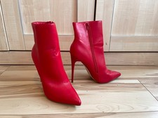Just Fab 'Delphyne' red faux l leather high heel ankle boots. UK 8
