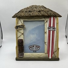 New! Ron Jon Tiki Hut & Surfboard Tabletop or Hanging Photo Frame 4x6 Beach Vaca