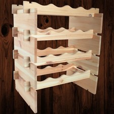 Freestanding 4 Tier Wooden Wine Rack 16 Bottle Floor Standing Natural Pine