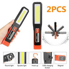 2x COB LED Cordless Magnetic Work Lights USB Inspection Lamps Torch Rechargeable