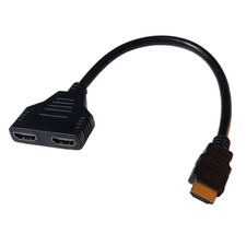 Black HDMI Two Way Splitter Cable - Link 2 Devices To One Screen