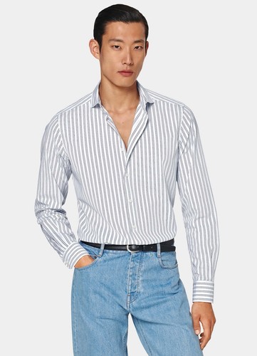 Suitsupply navy striped cotton - navy,