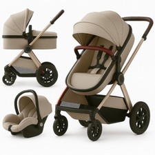 Newborn Pram Baby Buggy 3 in1 Travel System Carry Cot Car Seat Foldable Stroller