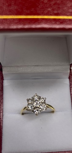 Gold 1ct diamond cluster - gold,