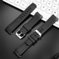 22mm Black Blue Rubber Strap