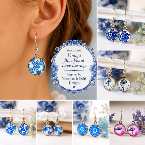 Handmade vintage blue floral - handmade,