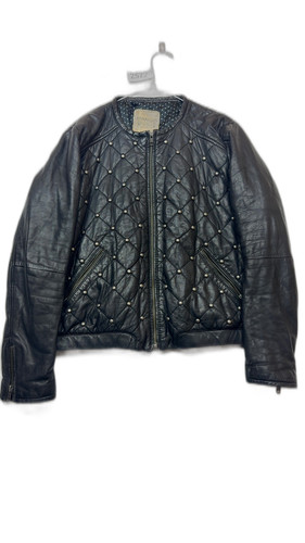 Mango black leather studded - black,