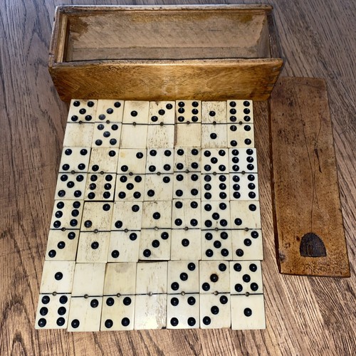 Antique bone ebony dominoes - bone, in