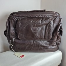 Cotton Traders Dark Brown Faux Leather Patchwork Weekend Travel Bag