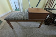UK Made 20th Century Telephone Bench with grey fabric seat