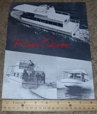 40' Deluxe RIVER QUEEN Boat Dealer Stamped Sales Brochure 1960's