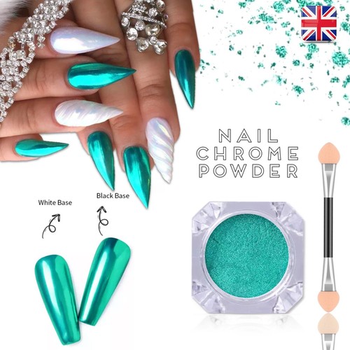 Turquoise nail powder mirror - powder,