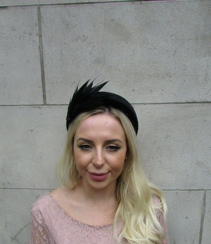 Black feather velvet padded - black,