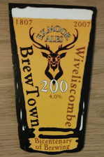 EXMOOR ALES - BREW TOWN -4%ABV - Bicentenary Real Ale Pump Clip Front- Homebar