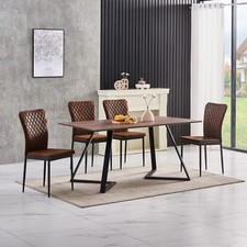 OAK Effect Dining Table Set 6/4 Leather/Velvet/Suede Chairs Kitchen Home Office
