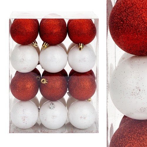 Red white baubles - red,
