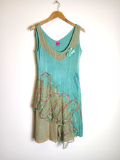 VINTAGE SAVE THE QUEEN BLUE APPLIQUE MINI MERMAID DRESS XL
