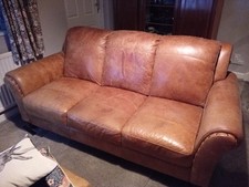 Natural Leather  Sofa  Good Condition  £90 Or Nearest Offer.