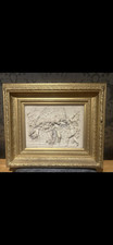 Antique 1892 Francois Duquesnoy Cast Marble Relief Plaque Putti Cherubs Paris