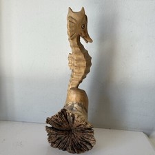 Seahorse Hand Carved Parasite Wood Sculpture -20cm  Parasite Wood Bali