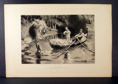 Vintage boat print too late - print,