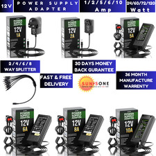 12V 1/2/5/6/8/10 A Power Supply Adapter Transformer LED CCTV  2.1mm UK Plug/ PSU