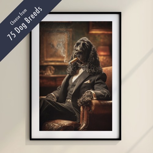 Funny dog smoking cigar print - funny,