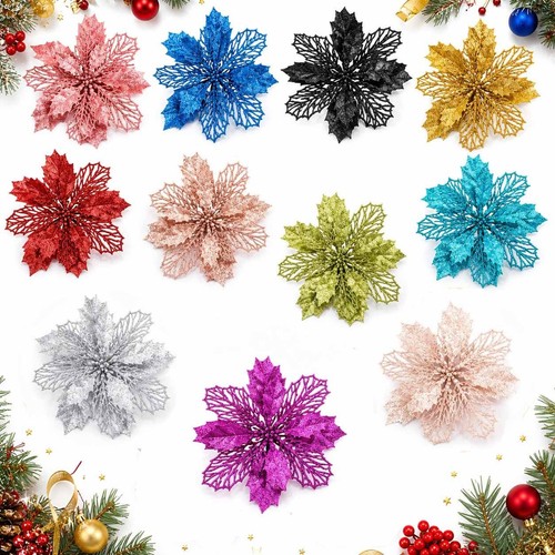 10x large glitter poinsettia - large,