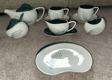 Retro Carlton Ware Australia Design Windswept  13 piece Tea Set in Green