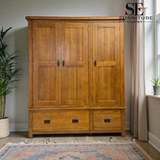 Solid Oak Triple Wardrobe