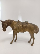 Vintage Solid Brass Horse with Saddle Figurine Ornament Decor