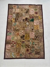 Stunning Myakka Indian Embroidered Patchwork Wall Hanging, Brown, new 100x150cm 