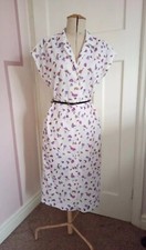 Vintage 1950s Style Midi Shirt Dress Size 12-14 Sleeveless Rockabilly Shirtwaist