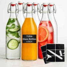 Glass Bottles With Swing Top Stoppers -Leakproof Flip Cap for Brewing & Storage